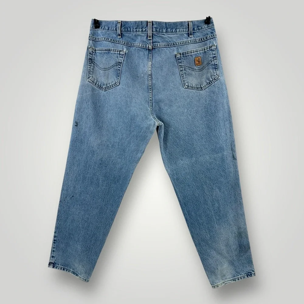Carhartt Jeans‎ Mens 44x32 Blue Denim Relaxed Fit B17 DST Straight Leg Workwear